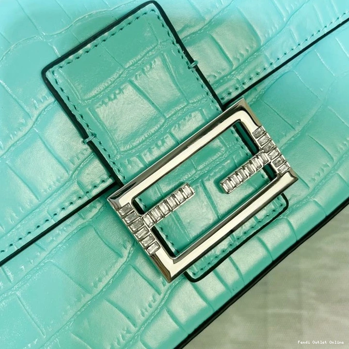 Affordable Medium Leather Bag Crocodile Tiffany Baguette Blue Fendi In 0719